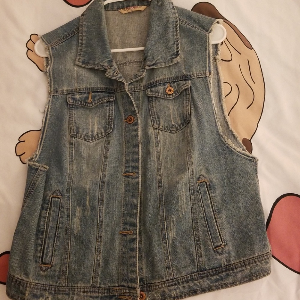 Distressed Denim Vest